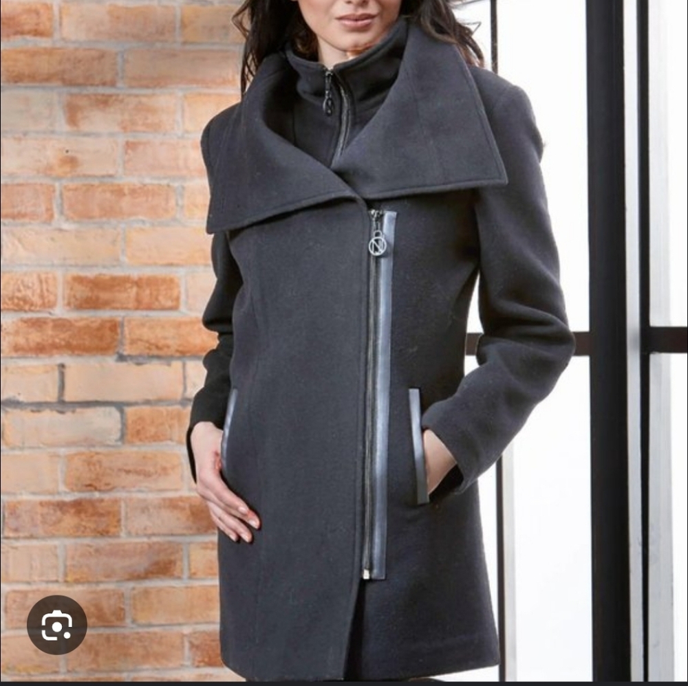 NEW NIKKI JONES GRAY PEA COAT JACKET PEACOAT CASHMERE WOOL SIZE 12